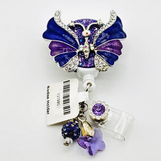 Purple Butterfly Retractable Badge Holder on a Belt Clip|76225