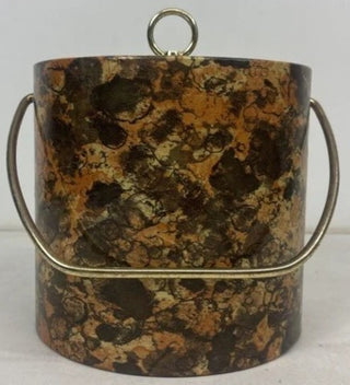 Vintage Brown Marble Vinyl Plastic Lined MCM Ice Bucket Mid Century|78248