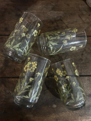 10H Vintage Libby yellow flower glass|99852