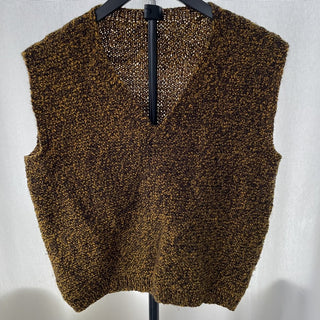 vtg handmade sleeveless sweater, gold & black RSV