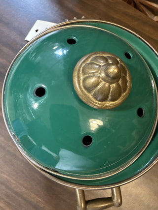 VTG Brass Green Enamel Pot|91198