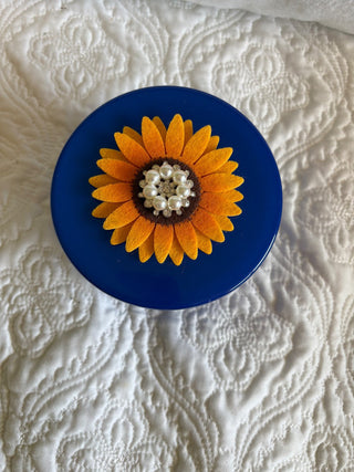 salted blue driftwood candle with sunflower RSV
