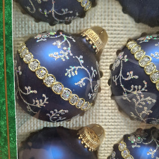 Krebs Blue Designer Glass Ornament Box of 6 MTS|124083