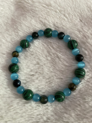 Natural stone bracelet green/blue RSV|63993