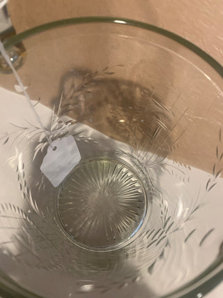 Vtg etched glass ice bucket w/handle MTS
