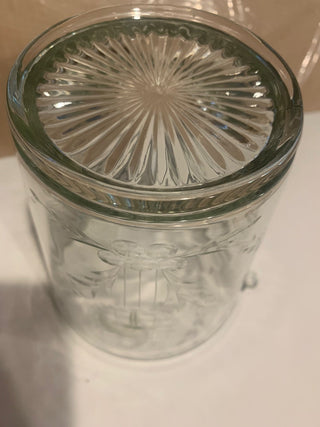 Vtg etched glass ice bucket w/handle MTS