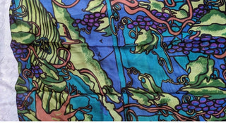 Zazou Rayon Blue Green Stained Glass Grapes Tree Design Scarf #63 VV MTS|103404