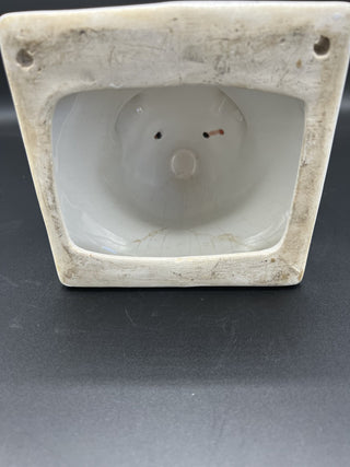 Vintage White Ceramic Pig Head Dish Towel Apron Holder Hanger Wall Mount|96351