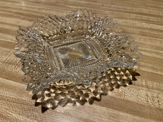 6" Vtg Indiana Glass Diamond Point Dish Clear Glass--SP RCD