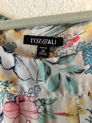 12F Roz & Ali Floral Blouse Size 2X MTS|65084