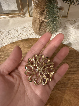 Ribbon Wreath Rosette Vintage Brooch Christmas Color Retro Costume Jewelry Large|137533