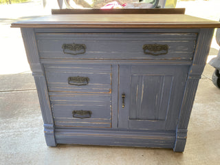Antique wood dresser-distressed blue