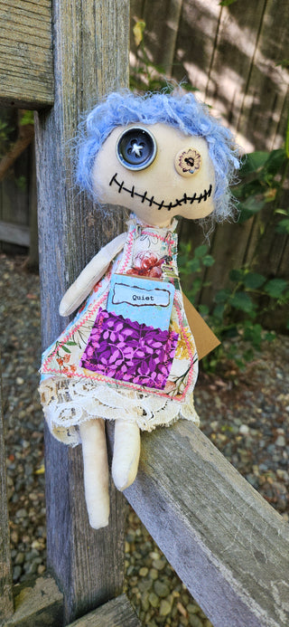 Journal Junction Jenny No. 005-Violet Handmade Art Dolll w/Mini Journal OOAK Cloth Doll