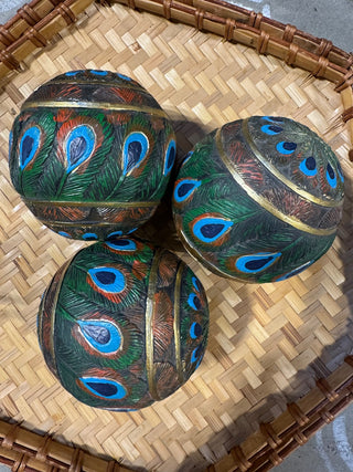 Set Resin Peacock Accent Orbs MTS|142412