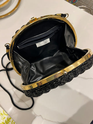 Black wicker Magid Purse 80s MTS|46812