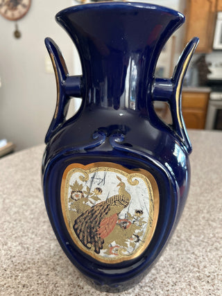 VTG Japanese cobalt blue ceramic vase