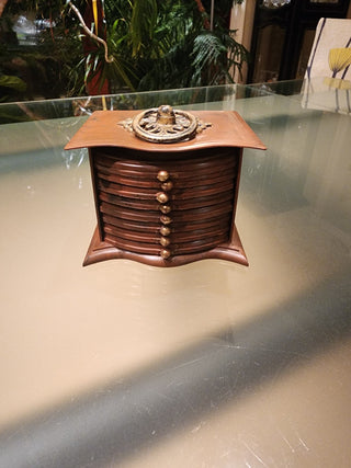 Vtg Plastic & Cork (8) Coaster set w/ case