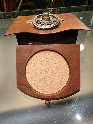 Vtg Plastic & Cork (8) Coaster set w/ case