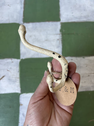 Antique Brass double wall hook/White|83635