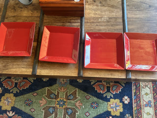 Waechterbach Plates, Square, Red , Fun, Factory, Earthenware, Discontinued Germany 10 " #63 VV MTS|109044