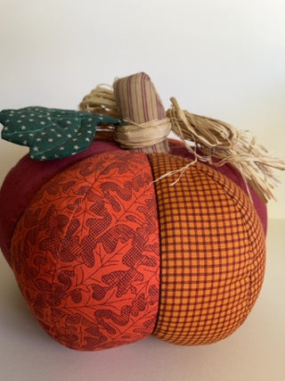 Hallmark Fall Patchwork Fabric Pumpkin