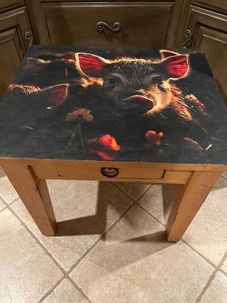 Piggy Solid Wood Table w/Drawer RSV
