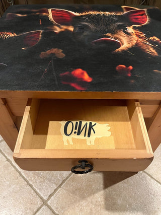 Piggy Solid Wood Table w/Drawer RSV