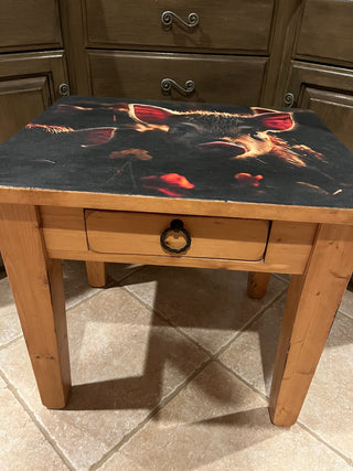 Piggy Solid Wood Table w/Drawer RSV