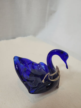 4" Tall Hand Blown Cobalt Blue Swan Figurine RCD