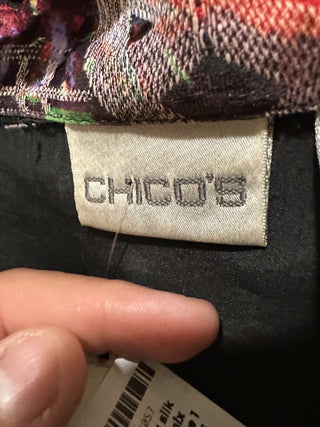 Chico's silk jacket mix pattern  Size 1 #47 VV MTS|97291