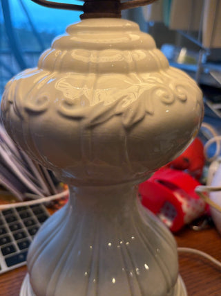 Vtg. Ceramic Moon & Star Pattern Hurricane Lamp 22"