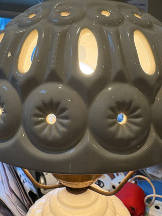 Vtg. Ceramic Moon & Star Pattern Hurricane Lamp 22"