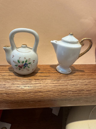 Salt & Pepper Shakers - teapot & coffee pot, porcelain made in Japan, 2.5" RCD
