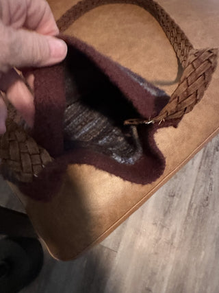 Handcrafted Felted Wool Bag with Braided Leather Strap MTS