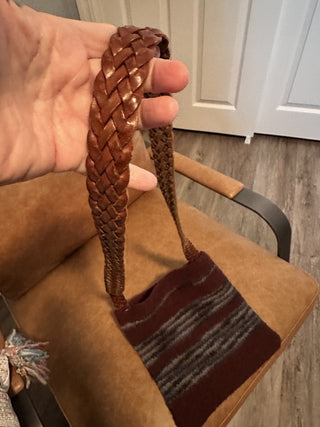 Handcrafted Felted Wool Bag with Braided Leather Strap MTS