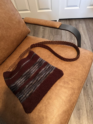 Handcrafted Felted Wool Bag with Braided Leather Strap MTS