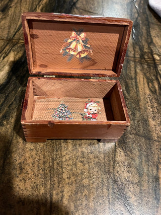Custom Designed Vintage Wood Christmas Trinket Box. RSV|125106