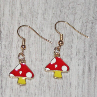 Small gold enamel toadstool Earrings|53816