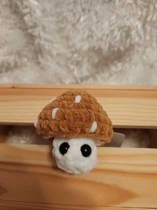 Mushroom Fidget Popper: Crocheted dark yellow, cream colored