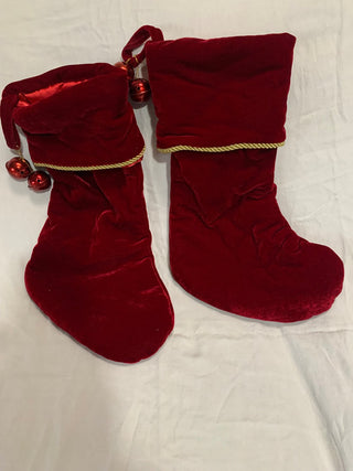 Red velveteen Christmas stocking w/gold band  MTS|132206