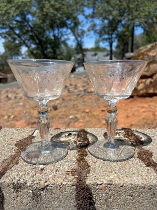 Set of 2 Vintage Libbey ROCK SHARPE Champagne/Tall Sherbet Glasses