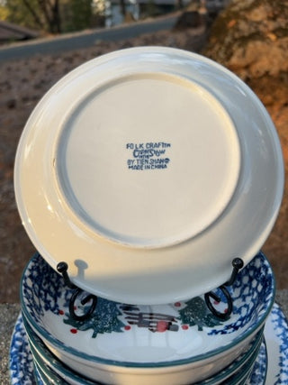 SET OF 12 Cabin in the Snow stoneware dinnerware by Tienshan Folk Craft