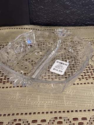 Vintage Fosteria 2 section w/ 4 feet serving dish-RCD