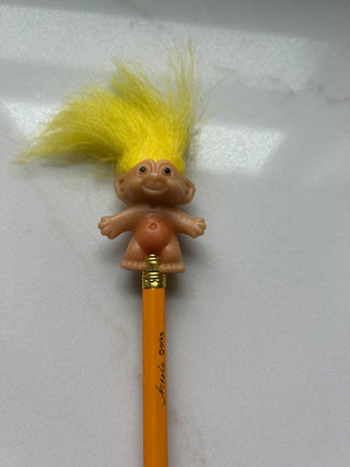 Vintage Troll Doll Yellow Hair , Pencil Topper-RSV