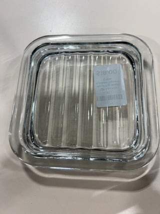 12F Anchor Hocking Retro Ribbed Square Glass Refrigerator Dish RSV