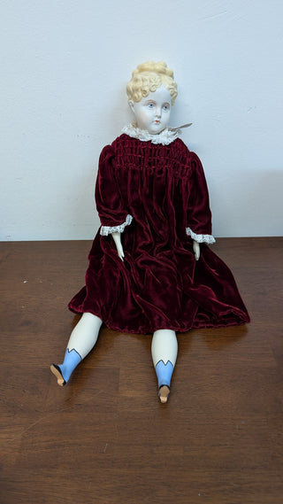 Handmade Porcelain Doll w/ Red Velvet Dress RSV|84116