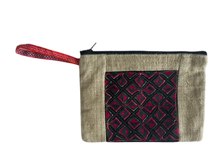 Cross-stitch Short Strap Zip Wallet|112424