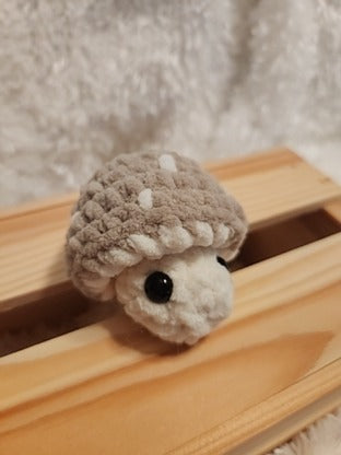 Mushroom Fidget Popper: Crocheted tan, cream colored