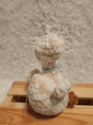 Goose: Crocheted- tan/ cream, blue bow. Super soft yarn!
