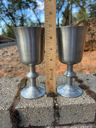 Vintage pair of pewter goblets by International Pewter